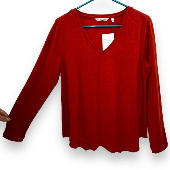 Soft Surroundings Knit V Neck Long Sleeve Red/Orange Top Women's Size Petite Med - Picture 2 of 7